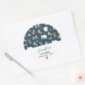 Cute KerstWinter Animals Rustic Kitchen Ronde Sticker (Envelop)