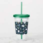 Cute Kerstwinter Animals Rustin Pattern Acryl Drinkbeker (Voorkant)