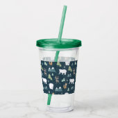 Cute Kerstwinter Animals Rustin Pattern Acryl Drinkbeker (Achterkant)