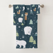 Cute Kerstwinter Animals Rustin Pattern Bad Handdoek (Insitu)