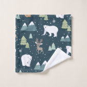 Cute Kerstwinter Animals Rustin Pattern Bad Handdoek (Wasdoekje)