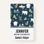 Cute Kerstwinter Animals Rustin Pattern Badge (Voorkant)