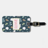 Cute Kerstwinter Animals Rustin Pattern Bagagelabel (Voorkant horizontaal)