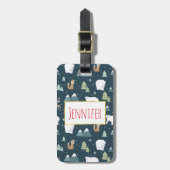 Cute Kerstwinter Animals Rustin Pattern Bagagelabel (Voorkant verticaal)
