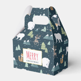 Cute Kerstwinter Animals Rustin Pattern Bedankdoosjes