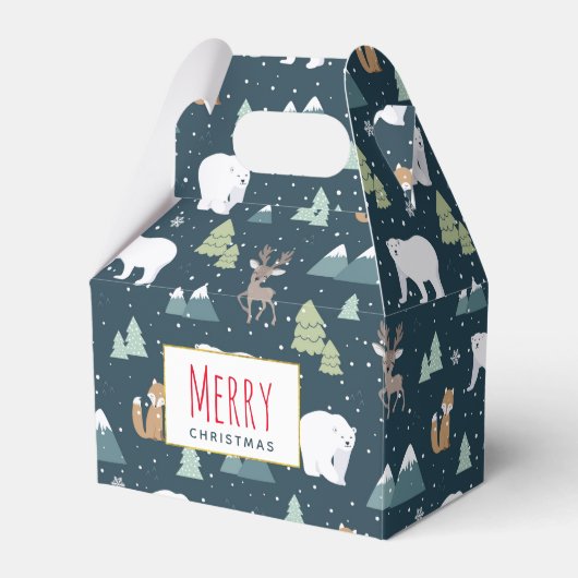 Cute Kerstwinter Animals Rustin Pattern Bedankdoosjes (Voorkant Zijde)