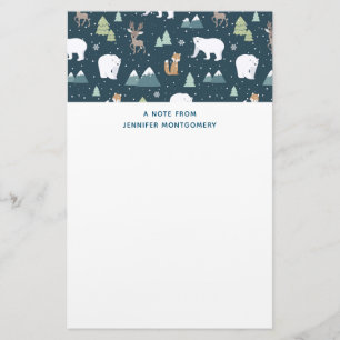 Cute Kerstwinter Animals Rustin Pattern Briefpapier