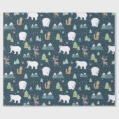 Cute Kerstwinter Animals Rustin Pattern Cadeaupapier (Vlak)