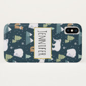 Cute Kerstwinter Animals Rustin Pattern Case-Mate iPhone Case (Achterkant (horizontaal))