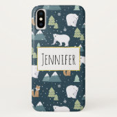 Cute Kerstwinter Animals Rustin Pattern Case-Mate iPhone Case (Achterkant)