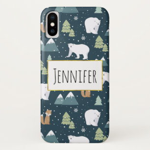 Cute Kerstwinter Animals Rustin Pattern Case-Mate iPhone Case