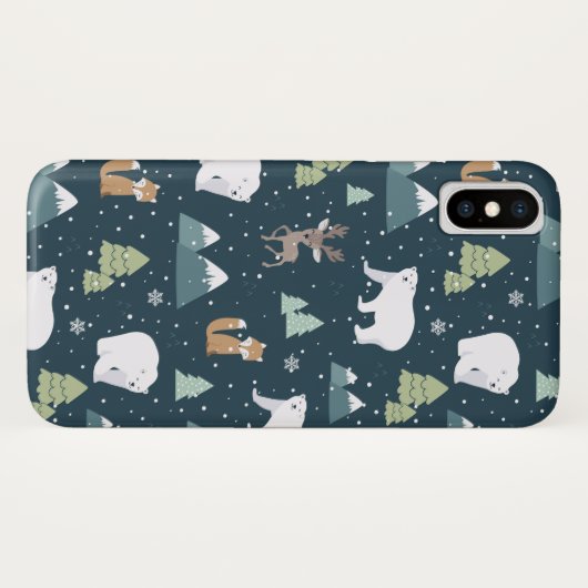 Cute Kerstwinter Animals Rustin Pattern Case-Mate iPhone Case (Achterkant (horizontaal))