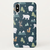 Cute Kerstwinter Animals Rustin Pattern Case-Mate iPhone Case (Achterkant)