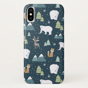 Cute Kerstwinter Animals Rustin Pattern Case-Mate iPhone Case