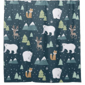 Cute Kerstwinter Animals Rustin Pattern Douchegordijn (Voorkant)
