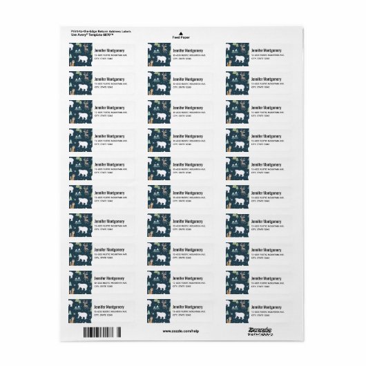 Cute Kerstwinter Animals Rustin Pattern Etiket (Full Sheet)