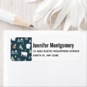 Cute Kerstwinter Animals Rustin Pattern Etiket (Insitu)