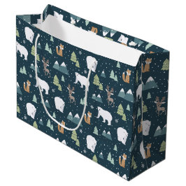 Cute Kerstwinter Animals Rustin Pattern Groot Cadeauzakje