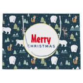 Cute Kerstwinter Animals Rustin Pattern Groot Cadeauzakje (Voorkant)