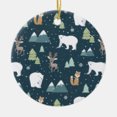 Cute Kerstwinter Animals Rustin Pattern Keramisch Ornament (Voorkant)