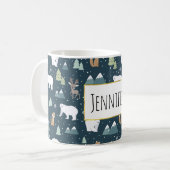 Cute Kerstwinter Animals Rustin Pattern Koffiemok (Voorkant links)