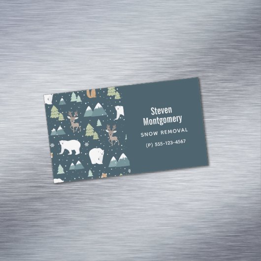 Cute Kerstwinter Animals Rustin Pattern Magnetisch Visitekaartje (Voorbeeld)