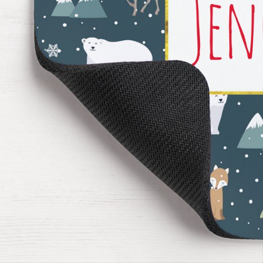 Cute Kerstwinter Animals Rustin Pattern Muismat (Hoek)