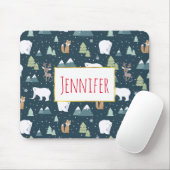 Cute Kerstwinter Animals Rustin Pattern Muismat (Met muis)