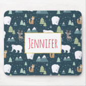 Cute Kerstwinter Animals Rustin Pattern Muismat (Voorkant)