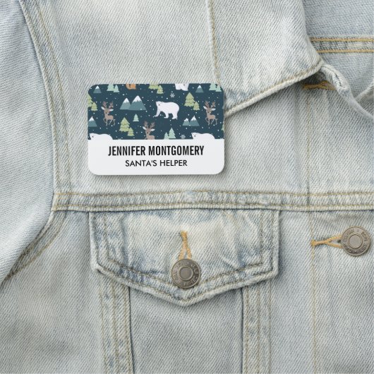 Cute Kerstwinter Animals Rustin Pattern Naamplaatje (In situ)