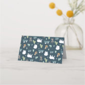 Cute Kerstwinter Animals Rustin Pattern Plaatskaartje (Achterkant)