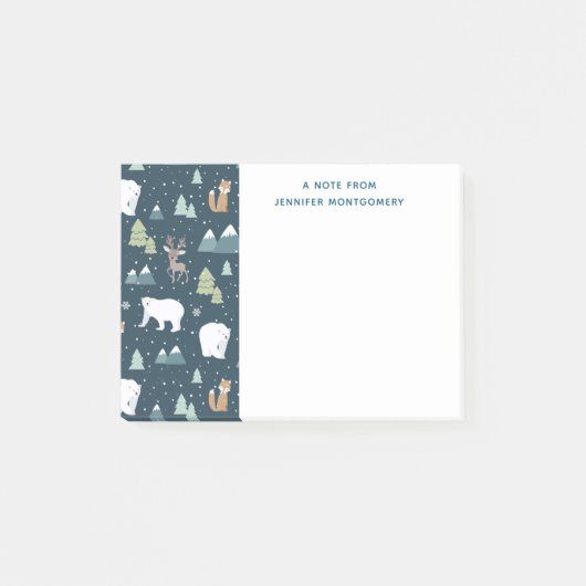 Cute Kerstwinter Animals Rustin Pattern Post-it® Notes (Voorkant)
