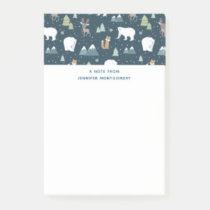 Cute Kerstwinter Animals Rustin Pattern Post-it® Notes