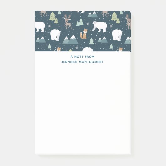 Cute Kerstwinter Animals Rustin Pattern Post-it® Notes (Voorkant)