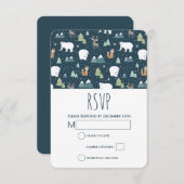 Cute Kerstwinter Animals Rustin Pattern RSVP Kaartje (Voorkant / Achterkant)
