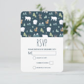 Cute Kerstwinter Animals Rustin Pattern RSVP Kaartje (Staand voorkant)