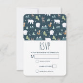 Cute Kerstwinter Animals Rustin Pattern RSVP Kaartje (Voorkant)