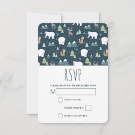Cute Kerstwinter Animals Rustin Pattern RSVP Kaartje