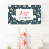 Cute Kerstwinter Animals Rustin Pattern Spandoek (Insitu)