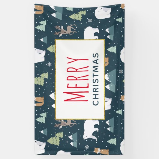 Cute Kerstwinter Animals Rustin Pattern Spandoek (Verticaal)