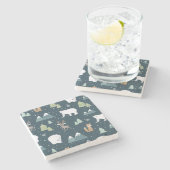 Cute Kerstwinter Animals Rustin Pattern Stenen Onderzetter (Zijkant)