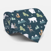 Cute Kerstwinter Animals Rustin Pattern Stropdas (Opgerold)