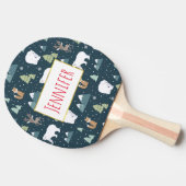 Cute Kerstwinter Animals Rustin Pattern Tafeltennisbatje (Zijkant)