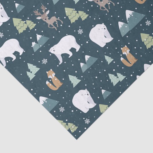 Cute Kerstwinter Animals Rustin Pattern Tissuepapier (Detail)