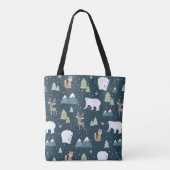 Cute Kerstwinter Animals Rustin Pattern Tote Bag (Achterkant)