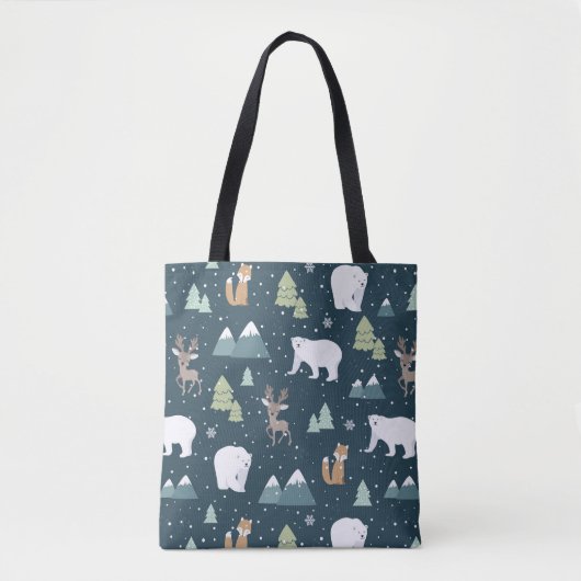 Cute Kerstwinter Animals Rustin Pattern Tote Bag (Voorkant)
