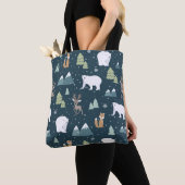 Cute Kerstwinter Animals Rustin Pattern Tote Bag (Dichtbij)