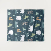 Cute Kerstwinter Animals Rustin Pattern Wandkleed (Voorkant (horizontaal))