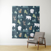 Cute Kerstwinter Animals Rustin Pattern Wandkleed (In situ)