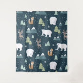Cute Kerstwinter Animals Rustin Pattern Wandkleed (Voorkant)